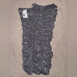 Forever 21 Silver Sequin Strapless Dress